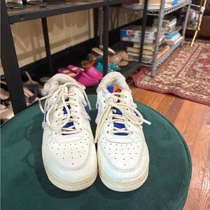 Nike White and Blue Athletic Shoes
